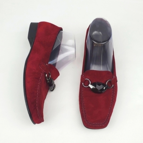 Stuart Weitzman Red Suede Men's Loafers - Picture 1 of 7